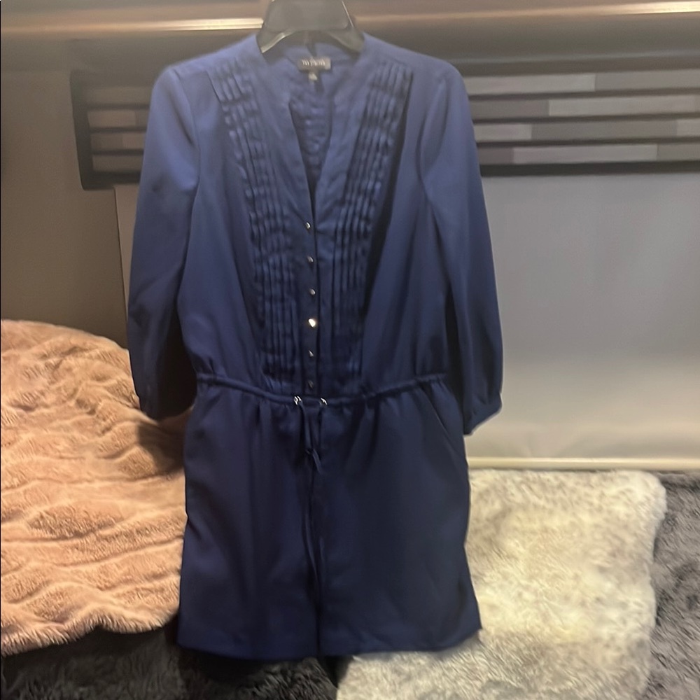 Navy Blue Button-Up Romper